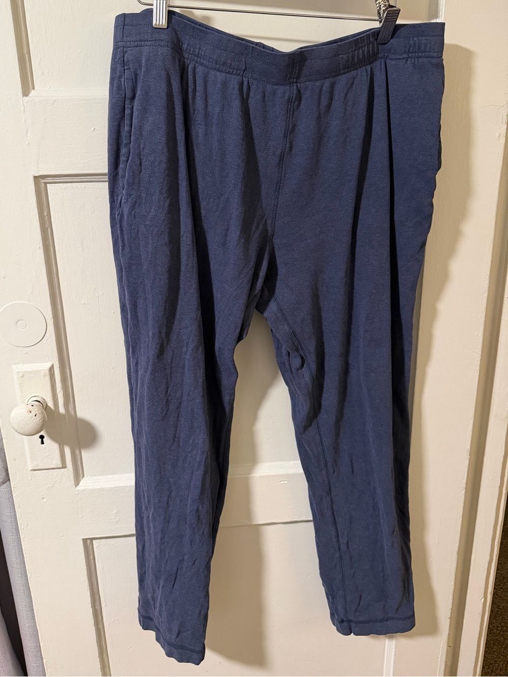 Roots Easy Ankle Sweatpants Navy Organic Cotton Drawstring Women's Large